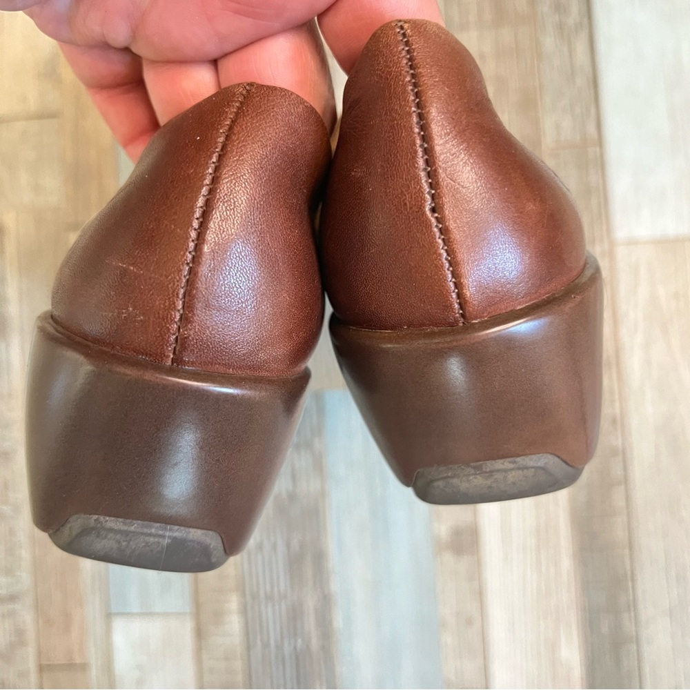 ARIAT Womens Shoes Brown Leather Slip On Wedges Slides Mules Clogs Size 6.5 - Picture 7 of 12